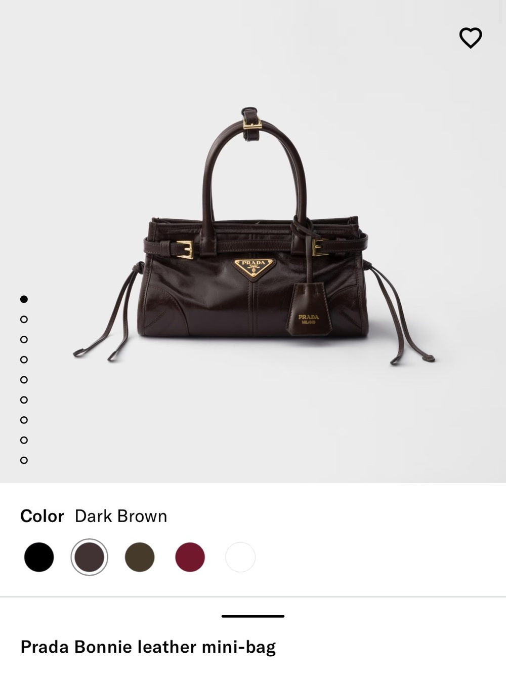 Never Used- Brand New Prada Dark Brown Leather Bonnie Mini Bag w Gold Hardware